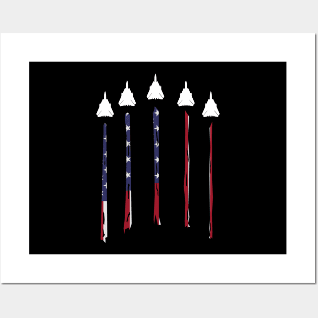 F-14 Tomcat Navy Plane Contrail American Flag Wall Art by Dirty Custard Designs 